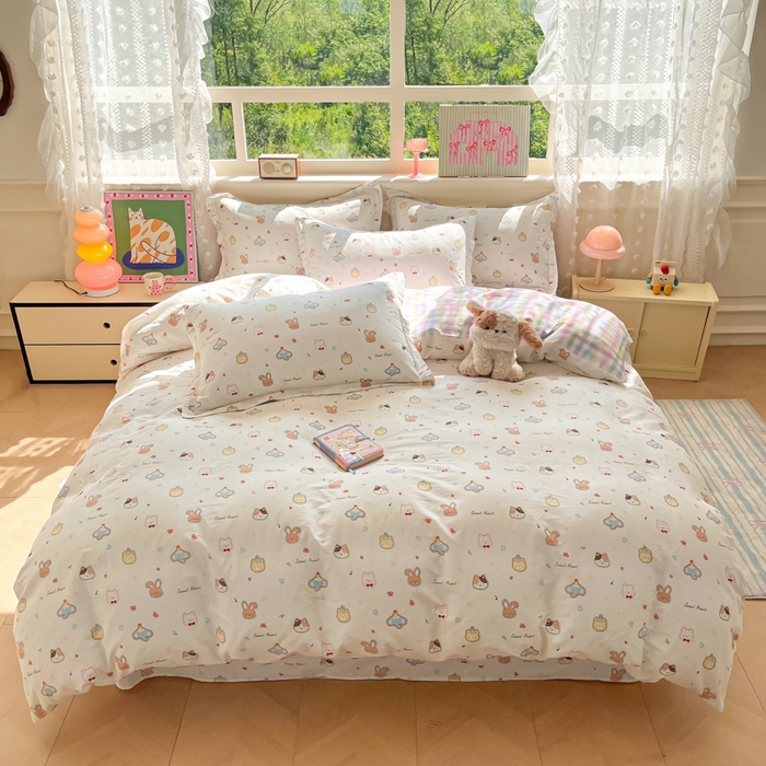 花梦欣 2025新款全棉纯棉印花单品系列-三件套 萌宠国度