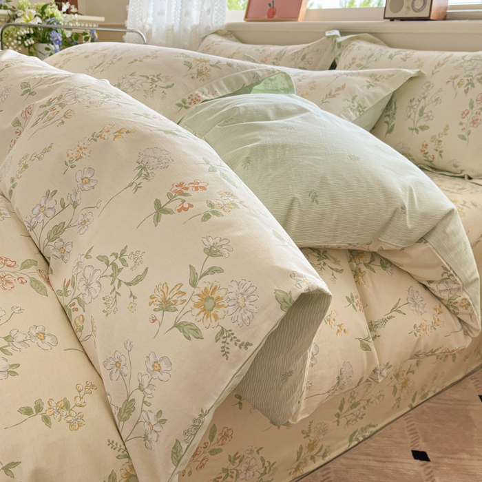 91家纺网 家纺一手货源 找家纺 花梦欣 2025新款全棉纯棉印花单品系列-三件套 暖樱之舞