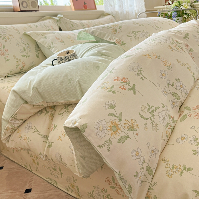 91家纺网 家纺一手货源 找家纺 花梦欣 2025新款全棉纯棉印花单品系列-三件套 暖樱之舞