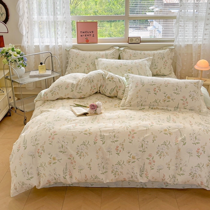 91家纺网 家纺一手货源 找家纺 花梦欣 2025新款全棉纯棉印花单品系列-三件套 暖樱之舞