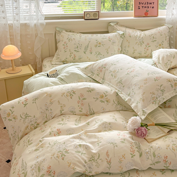 91家纺网 家纺一手货源 找家纺 花梦欣 2025新款全棉纯棉印花单品系列-三件套 暖樱之舞