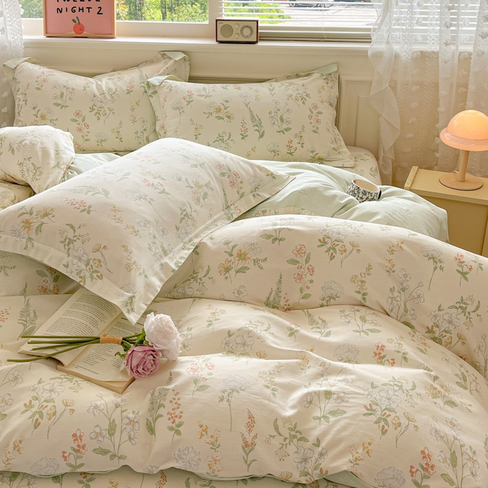 91家纺网 家纺一手货源 找家纺 花梦欣 2025新款全棉纯棉印花单品系列-三件套 暖樱之舞