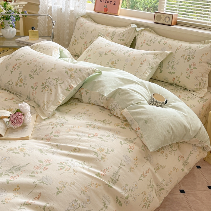 91家纺网 家纺一手货源 找家纺 花梦欣 2025新款全棉纯棉印花单品系列-三件套 暖樱之舞