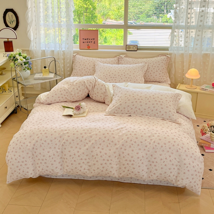 91家纺网 家纺一手货源 找家纺 花梦欣 2025新款全棉纯棉印花单品系列-三件套 疏影梦境粉