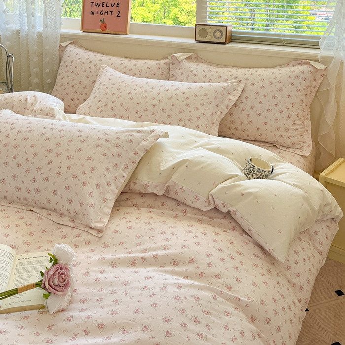 91家纺网 家纺一手货源 找家纺 花梦欣 2025新款全棉纯棉印花单品系列-三件套 疏影梦境粉