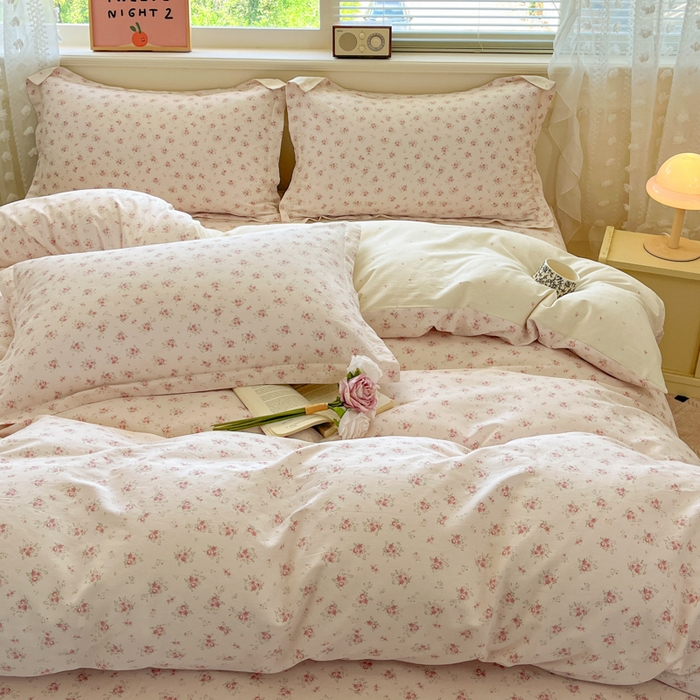 91家纺网 家纺一手货源 找家纺 花梦欣 2025新款全棉纯棉印花单品系列-三件套 疏影梦境粉