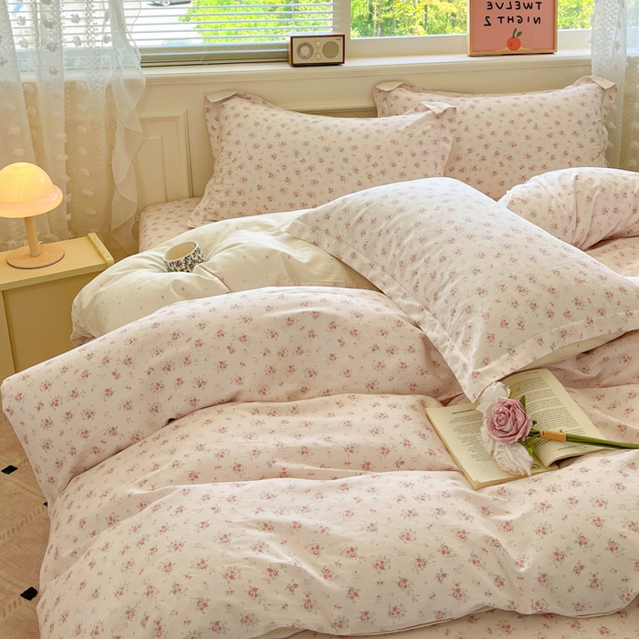 91家纺网 家纺一手货源 找家纺 花梦欣 2025新款全棉纯棉印花单品系列-三件套 疏影梦境粉