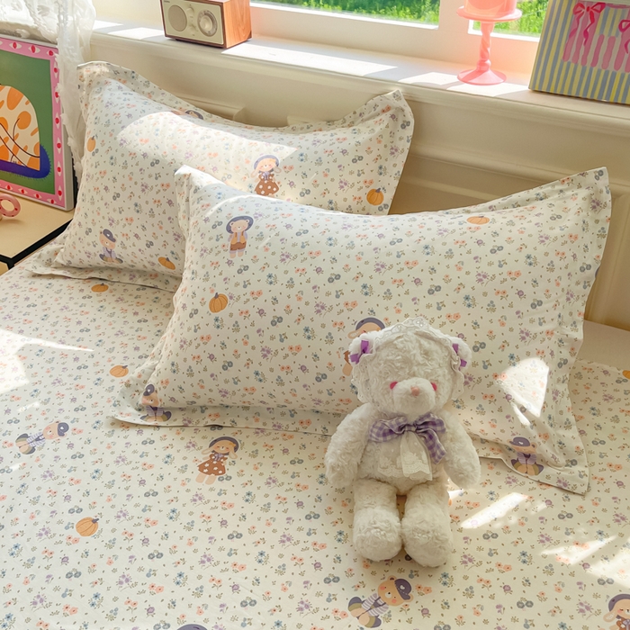 91家纺网 家纺一手货源 找家纺 花梦欣 2025新款全棉纯棉印花单品系列-三件套 碎花兔熊