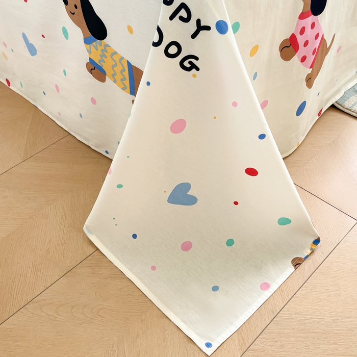 91家纺网 家纺一手货源 找家纺 花梦欣 2025新款全棉纯棉印花单品系列-三件套 甜心汪星人