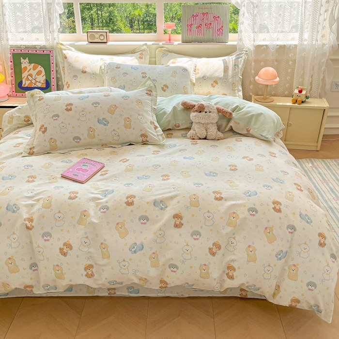 91家纺网 家纺一手货源 找家纺 花梦欣 2025新款全棉纯棉印花单品系列-三件套 童趣绘彩