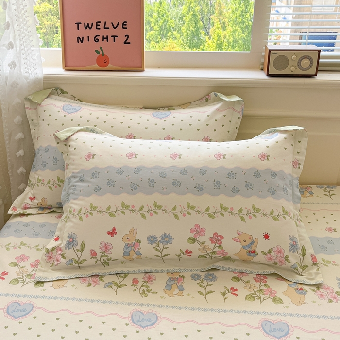 91家纺网 家纺一手货源 找家纺 花梦欣 2025新款全棉纯棉印花单品系列-三件套 兔兔乐园