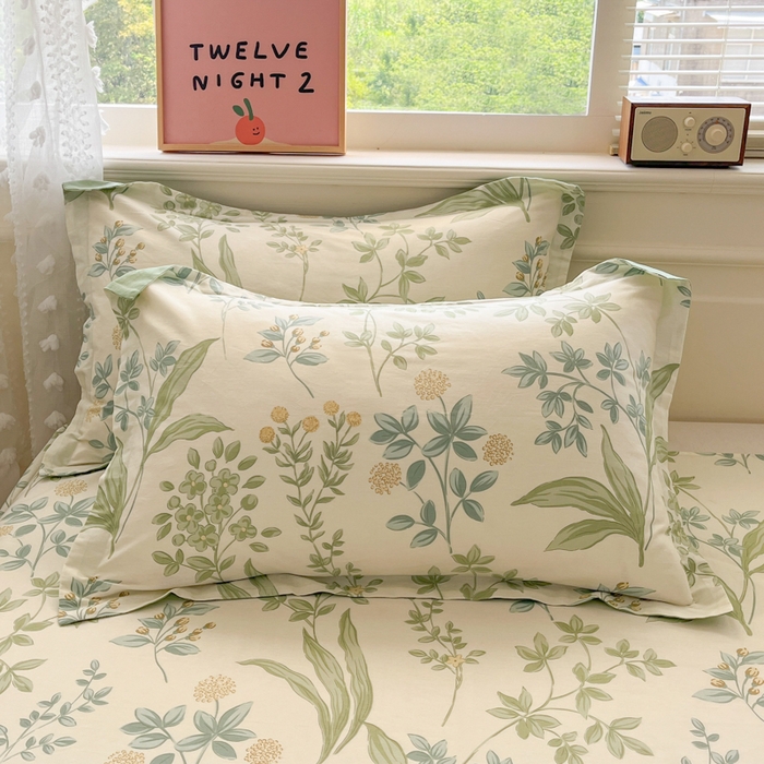 91家纺网 家纺一手货源 找家纺 花梦欣 2025新款全棉纯棉印花单品系列-三件套 仙草