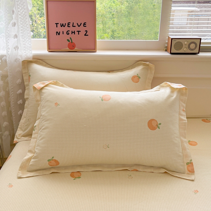 91家纺网 家纺一手货源 找家纺 花梦欣 2025新款全棉纯棉印花单品系列-三件套 小橙橘