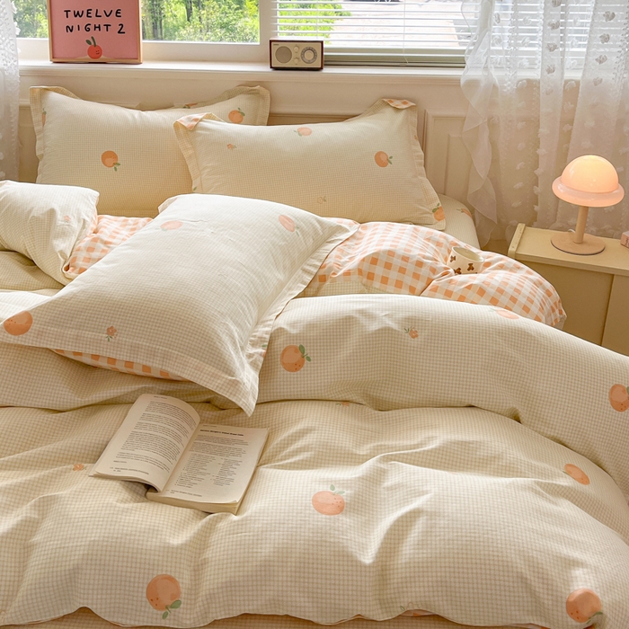 91家纺网 家纺一手货源 找家纺 花梦欣 2025新款全棉纯棉印花单品系列-三件套 小橙橘