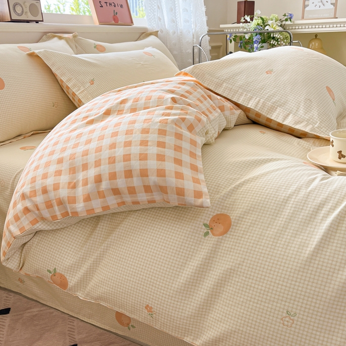 91家纺网 家纺一手货源 找家纺 花梦欣 2025新款全棉纯棉印花单品系列-三件套 小橙橘