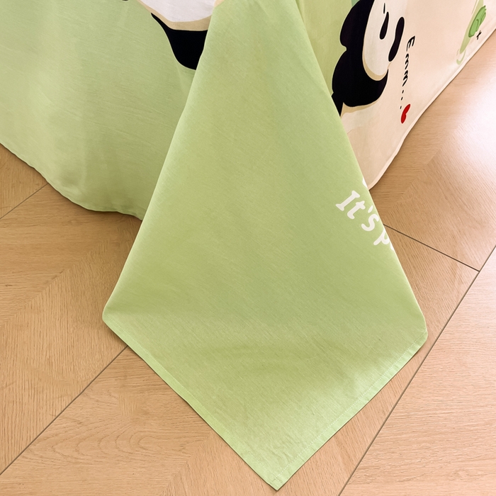 91家纺网 家纺一手货源 找家纺 花梦欣 2025新款全棉纯棉印花单品系列-三件套 熊猫乐园绿