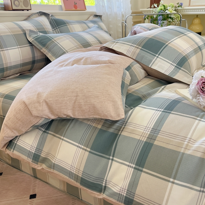 91家纺网 家纺一手货源 找家纺 花梦欣 2025新款全棉纯棉印花单品系列-三件套 悬浮晶阵绿