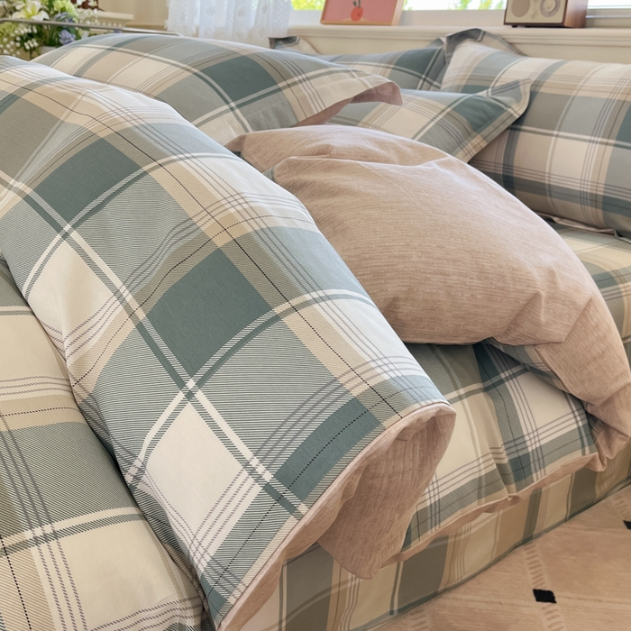 91家纺网 家纺一手货源 找家纺 花梦欣 2025新款全棉纯棉印花单品系列-三件套 悬浮晶阵绿