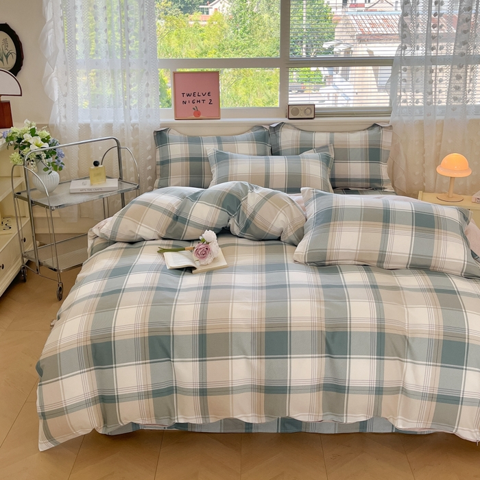 91家纺网 家纺一手货源 找家纺 花梦欣 2025新款全棉纯棉印花单品系列-三件套 悬浮晶阵绿