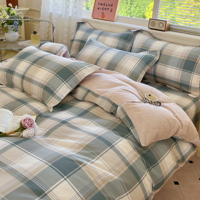 91家纺网 家纺一手货源 找家纺 花梦欣 2025新款全棉纯棉印花单品系列-三件套 悬浮晶阵绿