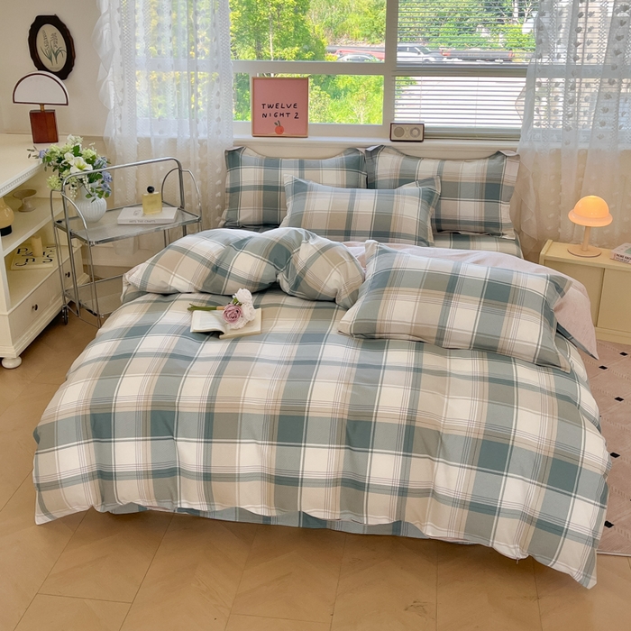 91家纺网 家纺一手货源 找家纺 花梦欣 2025新款全棉纯棉印花单品系列-三件套 悬浮晶阵绿