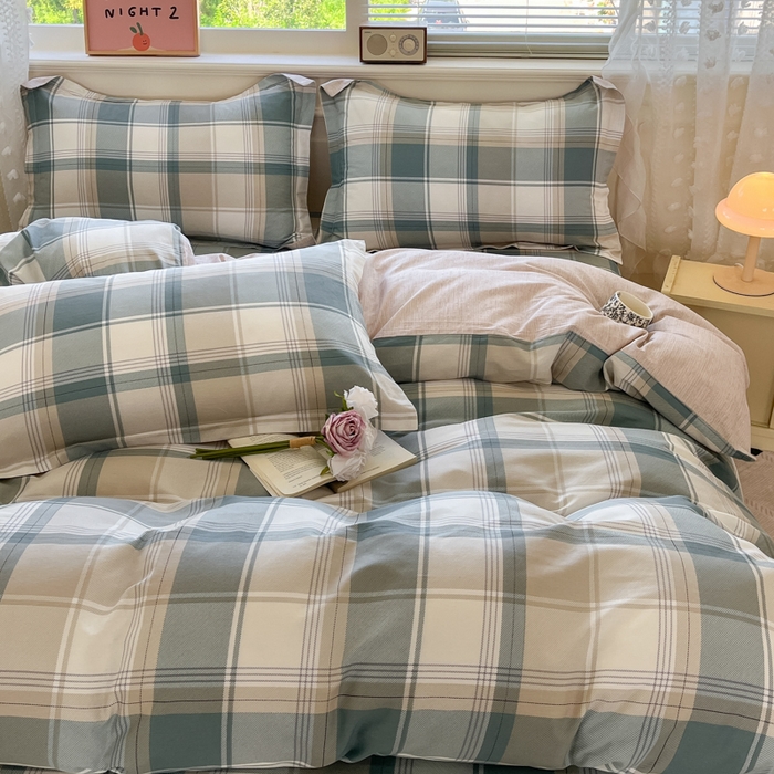 91家纺网 家纺一手货源 找家纺 花梦欣 2025新款全棉纯棉印花单品系列-三件套 悬浮晶阵绿