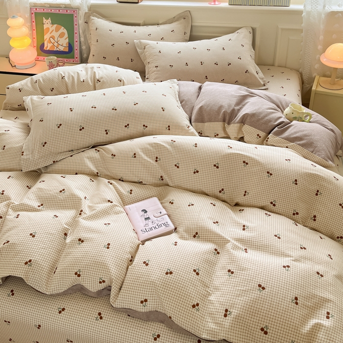 91家纺网 家纺一手货源 找家纺 花梦欣 2025新款全棉纯棉印花单品系列-三件套 樱姿米