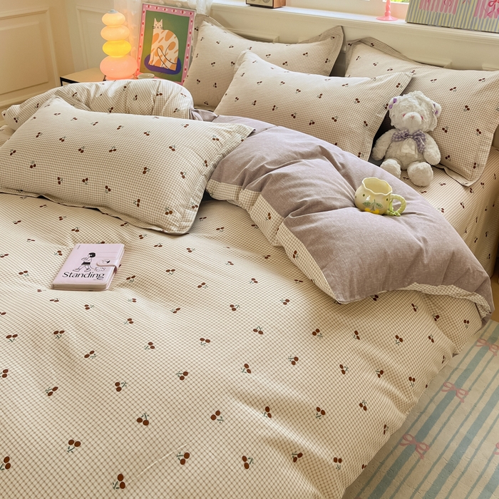 91家纺网 家纺一手货源 找家纺 花梦欣 2025新款全棉纯棉印花单品系列-三件套 樱姿米