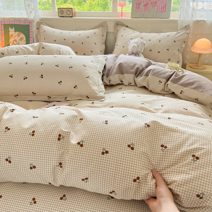 91家纺网 家纺一手货源 找家纺 花梦欣 2025新款全棉纯棉印花单品系列-三件套 樱姿米