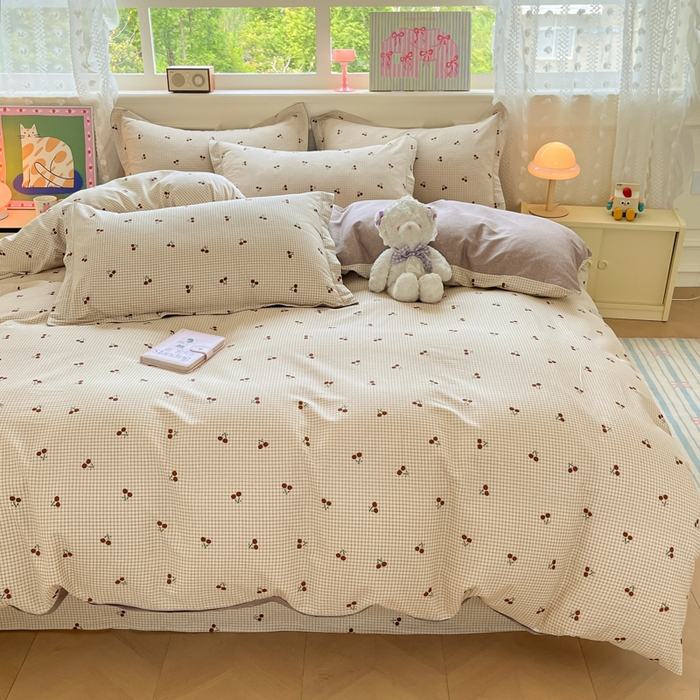 91家纺网 家纺一手货源 找家纺 花梦欣 2025新款全棉纯棉印花单品系列-三件套 樱姿米