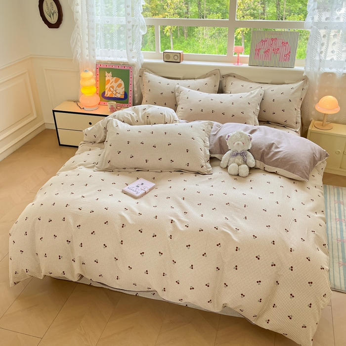 91家纺网 家纺一手货源 找家纺 花梦欣 2025新款全棉纯棉印花单品系列-三件套 樱姿米