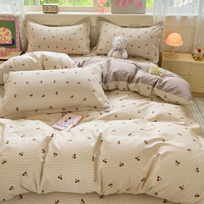 91家纺网 家纺一手货源 找家纺 花梦欣 2025新款全棉纯棉印花单品系列-三件套 樱姿米