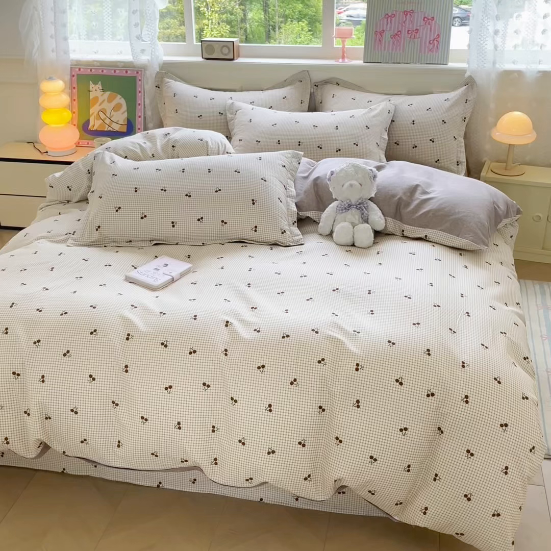 91家纺网 家纺一手货源 找家纺 花梦欣 2025新款全棉纯棉印花单品系列-三件套 樱姿米