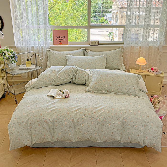 花梦欣 2025新款全棉纯棉印花单品系列-三件套 幽兰时光蓝