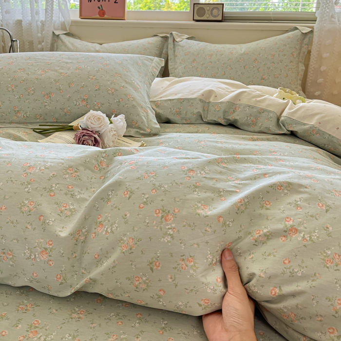 91家纺网 家纺一手货源 找家纺 花梦欣 2025新款全棉纯棉印花单品系列-三件套 幽兰时光蓝