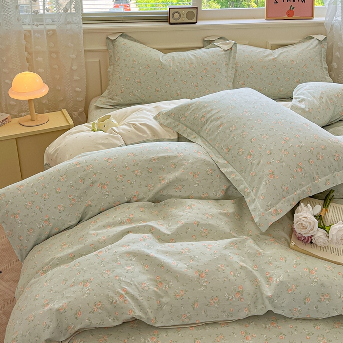 91家纺网 家纺一手货源 找家纺 花梦欣 2025新款全棉纯棉印花单品系列-三件套 幽兰时光蓝