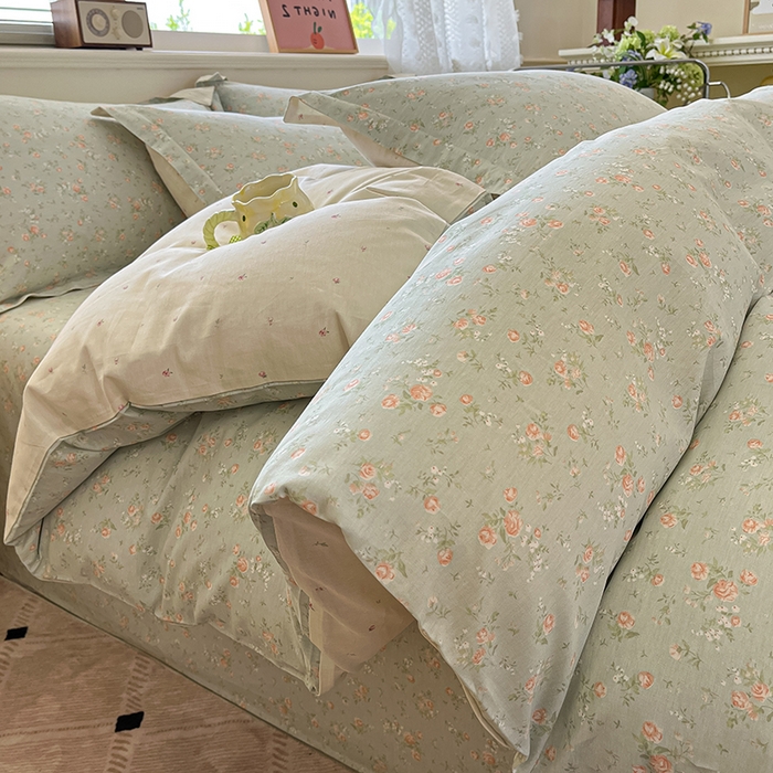 91家纺网 家纺一手货源 找家纺 花梦欣 2025新款全棉纯棉印花单品系列-三件套 幽兰时光蓝