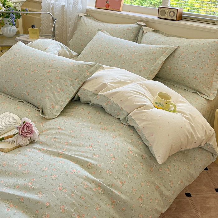 91家纺网 家纺一手货源 找家纺 花梦欣 2025新款全棉纯棉印花单品系列-三件套 幽兰时光蓝