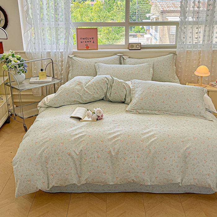 91家纺网 家纺一手货源 找家纺 花梦欣 2025新款全棉纯棉印花单品系列-三件套 幽兰时光蓝