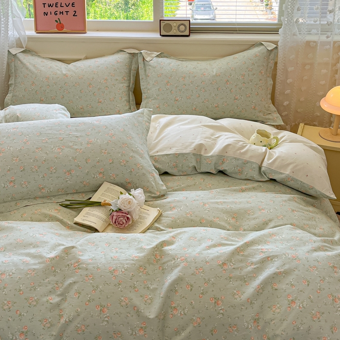 91家纺网 家纺一手货源 找家纺 花梦欣 2025新款全棉纯棉印花单品系列-三件套 幽兰时光蓝