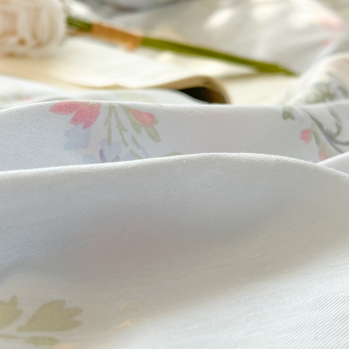 91家纺网 家纺一手货源 找家纺 花梦欣 2025新款全棉纯棉印花单品系列-三件套 栀夏海棠蓝