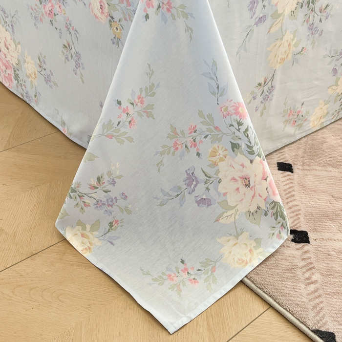 91家纺网 家纺一手货源 找家纺 花梦欣 2025新款全棉纯棉印花单品系列-三件套 栀夏海棠蓝