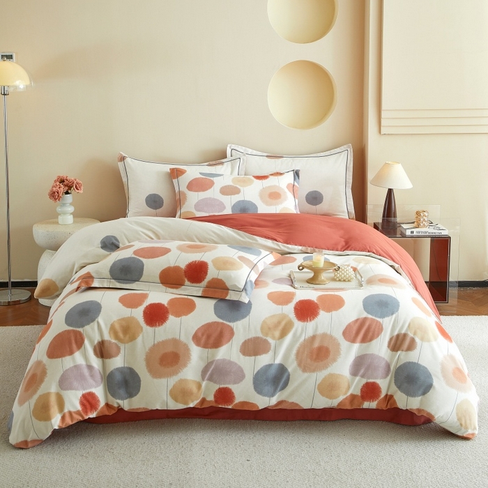 91家纺网 家纺一手货源 找家纺 沐白家居 2025新款全棉生态磨毛四件套蒸蒸日上