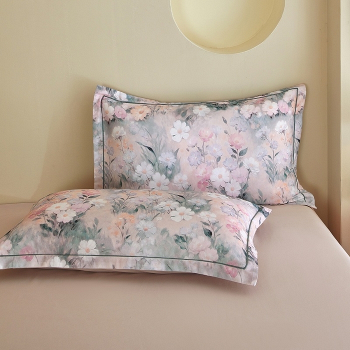 91家纺网 家纺一手货源 找家纺 沐白家居 2025新款全棉生态磨毛四件套朝歌-粉