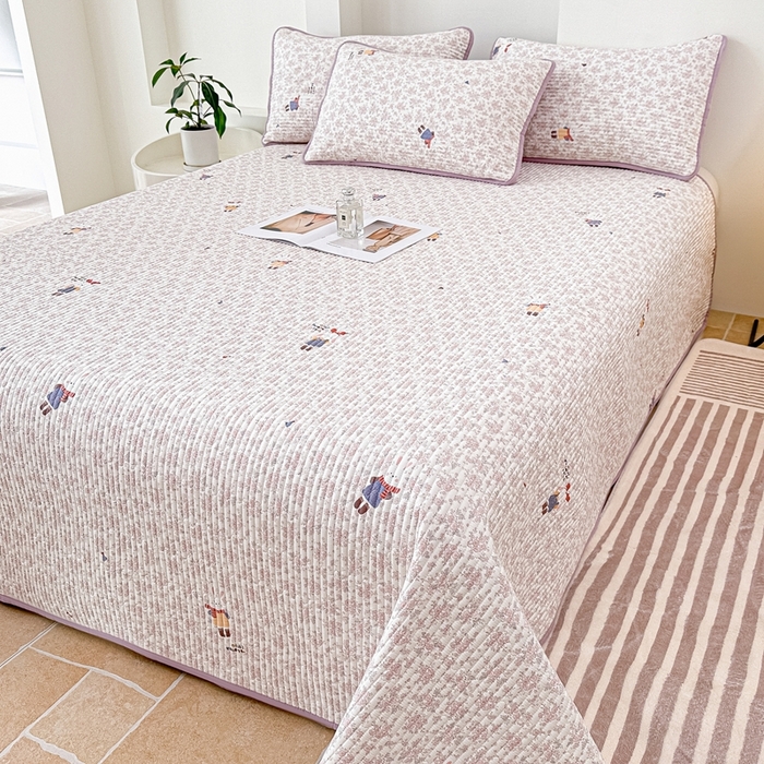 91家纺网 家纺一手货源 找家纺 橘夏家纺 2025新款全棉床盖三件套 妮可兔