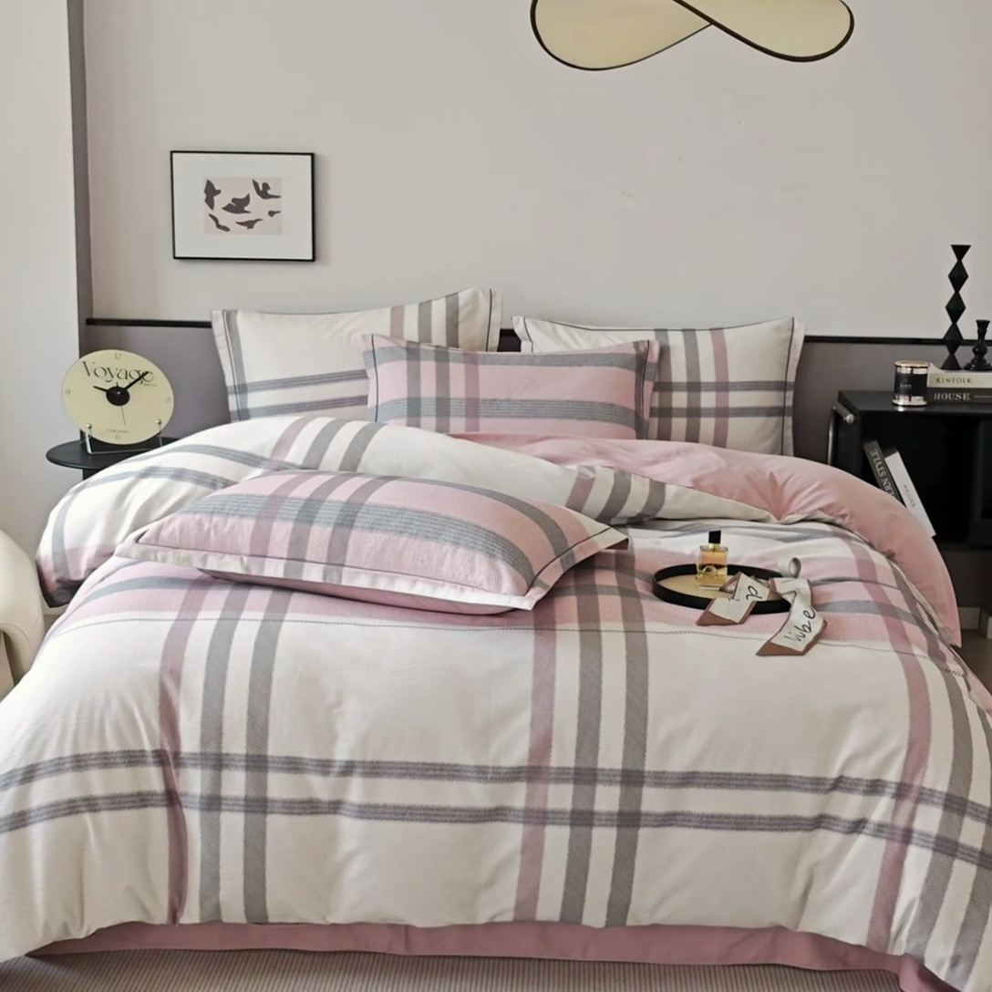 91家纺网 家纺一手货源 找家纺 沐白家居 2025新款全棉生态磨毛四件套寻山-豆沙