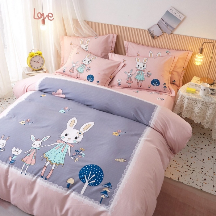 91家纺网 家纺一手货源 找家纺 沐白家居 2025新款全棉生态磨毛四件套安妮日记