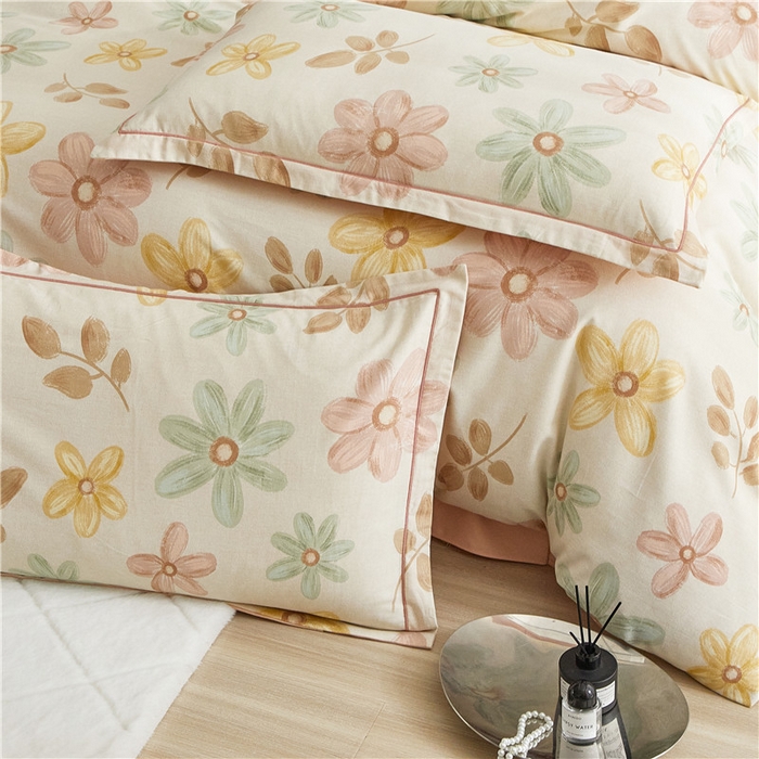 91家纺网 家纺一手货源 找家纺 沐白家居 2025新款全棉生态磨毛四件套向阳