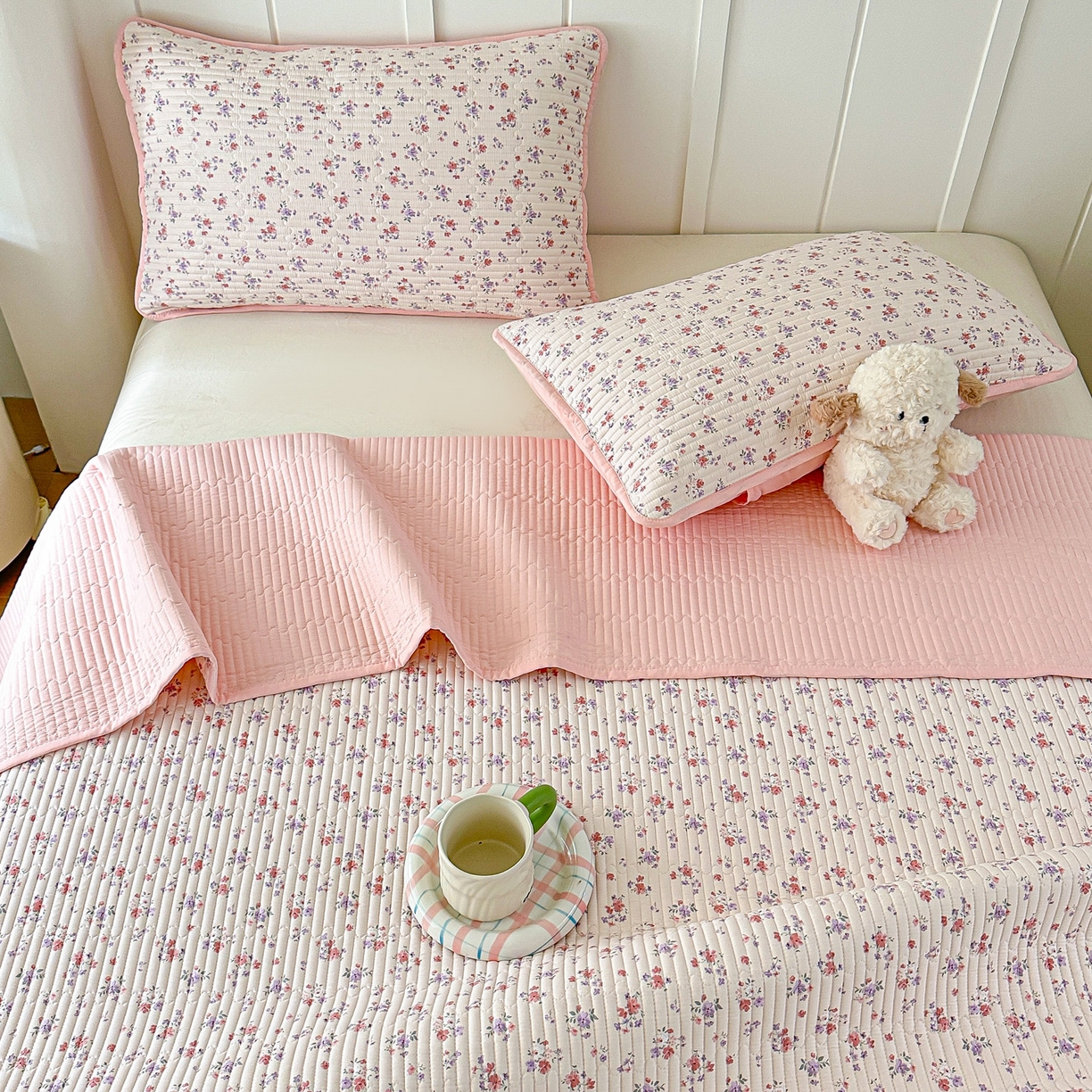 91家纺网 家纺一手货源 找家纺 橘夏家纺 2025新款全棉床盖三件套 十里飘香