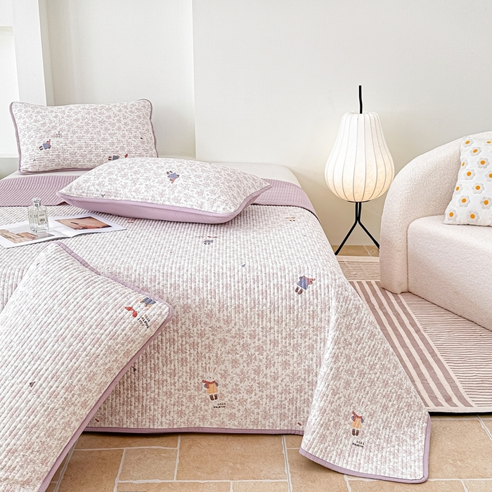 91家纺网 家纺一手货源 找家纺 橘夏家纺 2025新款全棉床盖三件套 妮可兔